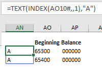 Sort Order column showing value A for beginning balance rows
