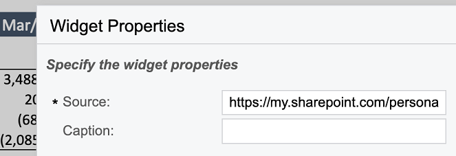 Excel Online Embed option in the Share menu