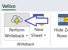 Perform Writeback button on the Velixo ribbon