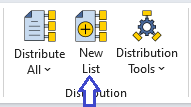 Velixo ribbon with New List button highlighted in the Distribution section