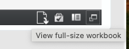 View full-size workbook icon in the bottom-right corner of an embedded Excel sheet