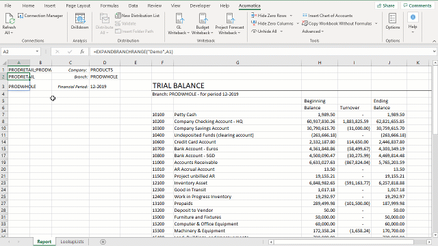 Animated demo of a Velixo report refreshing automatically when a parameter cell value is updated