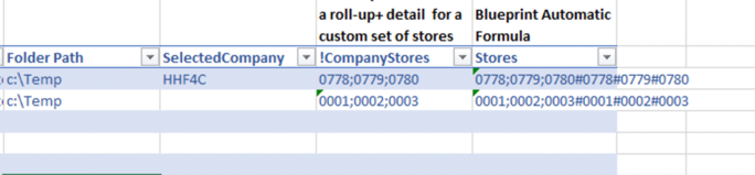 Distribution List row with an exclamation-prefixed column for temporary data not passed to the report