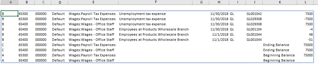 COLLATE function combining the three data sections into a single array