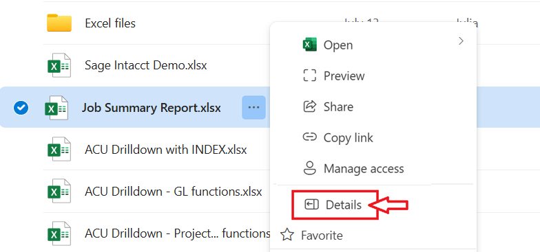 SharePoint Details panel showing the file information and Path section