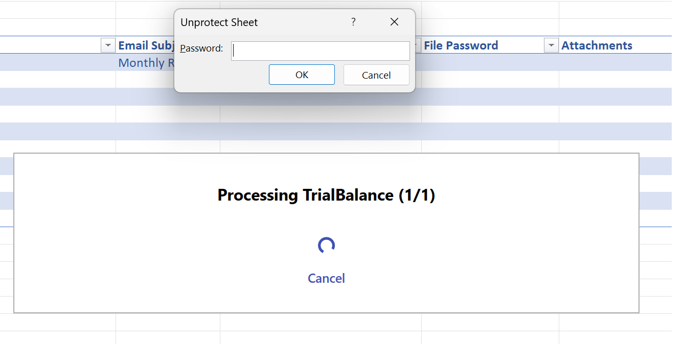 Velixo Distribution List password prompt asking to unprotect the worksheet before updating parameters