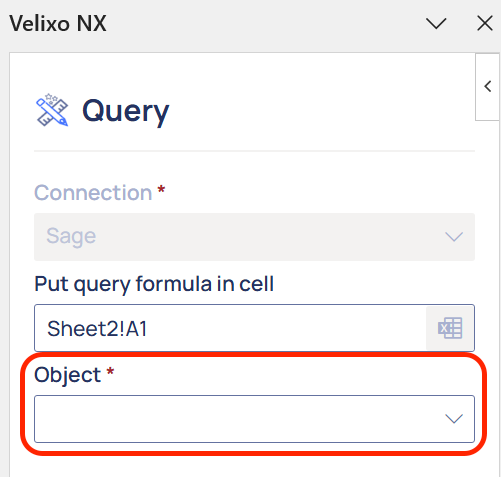 Query Builder panel showing selected object with fields available