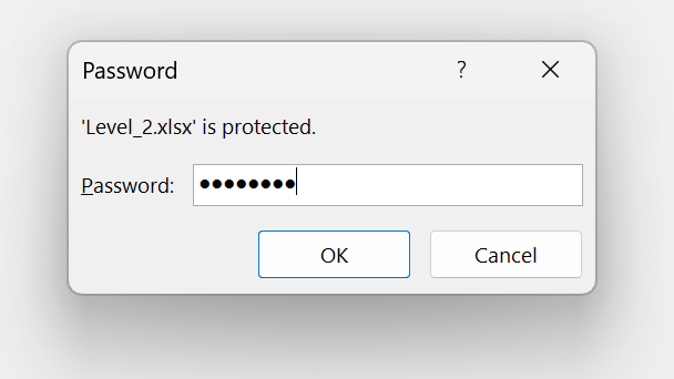 Excel password prompt dialog when attempting to open an encrypted workbook